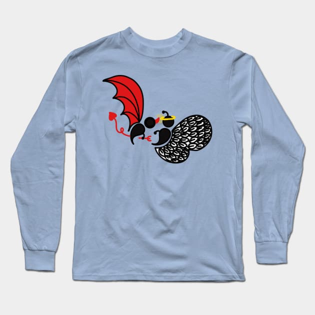 Clashing Angel and Demon Semicolon Butterflies Long Sleeve T-Shirt by birdiestreasuretrove